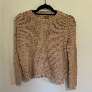 aerie Open-Knit Crewneck Sweater in Beige